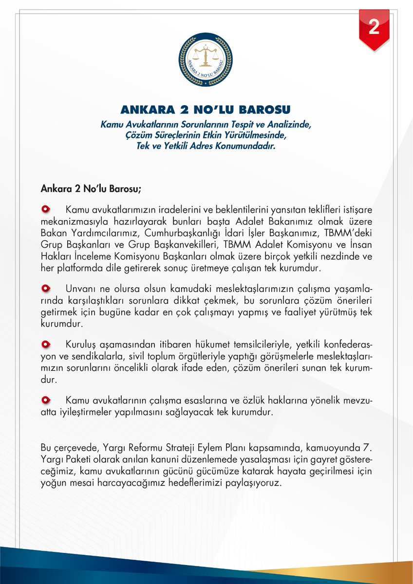 ankara2barosu's tweet photo. Ankara 2 No'lu Barosu olarak kuruluş gayemize uygun hareket ediyor, kamudaki meslektaşlarımızın sorunlarını biliyor, çözüm üretmek için gayret gösteriyoruz.
#KamuAvukatıHaklıBeklenti @adalet_bakanlik #ankara2nolubarosu https://t.co/clgYrdZDeP