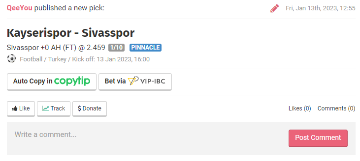QeeYouBet's tweet photo. Turkey Super League🇹🇷

⚽️Kayserispor - Sivasspor

Pick : Sivasspor DNB @2,45 (Remboursé si match N)

Mise : 0,5%

Dispo en arjel

Un maximum de #RT 🔁#FAV  ❤ pour soutenir et si vous suivez.

#TeamParieur https://t.co/L9d5z3tCKg