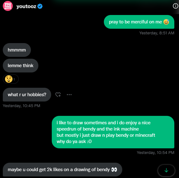 chairthatspins's tweet photo. Hey guys! It's Youtooz time!! If I get 2K likes on this drawing of Bendy that I'm like surprisingly proud of, I get a free Bendy Plushie PLEASE help a chair out here! #BENDY #BATDR @youtooztoo https://t.co/f5bNBQImyl