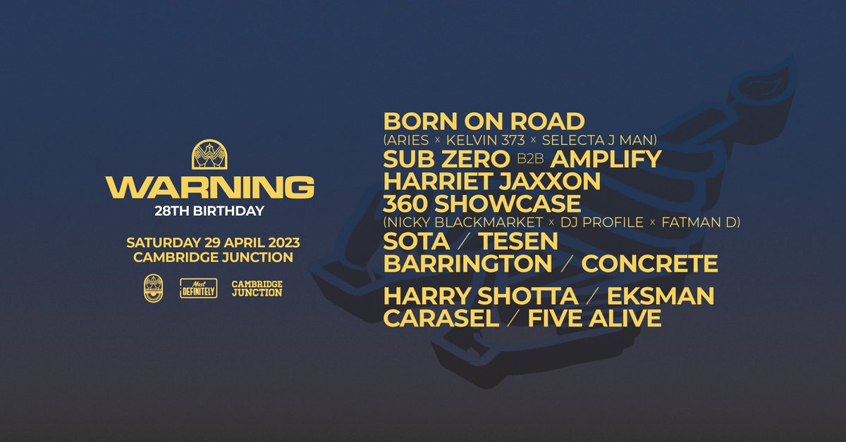 Warning 28th Birthday Line Up 🥳

Tickets on sale NOW 🎟 linktr.ee/warningdnb