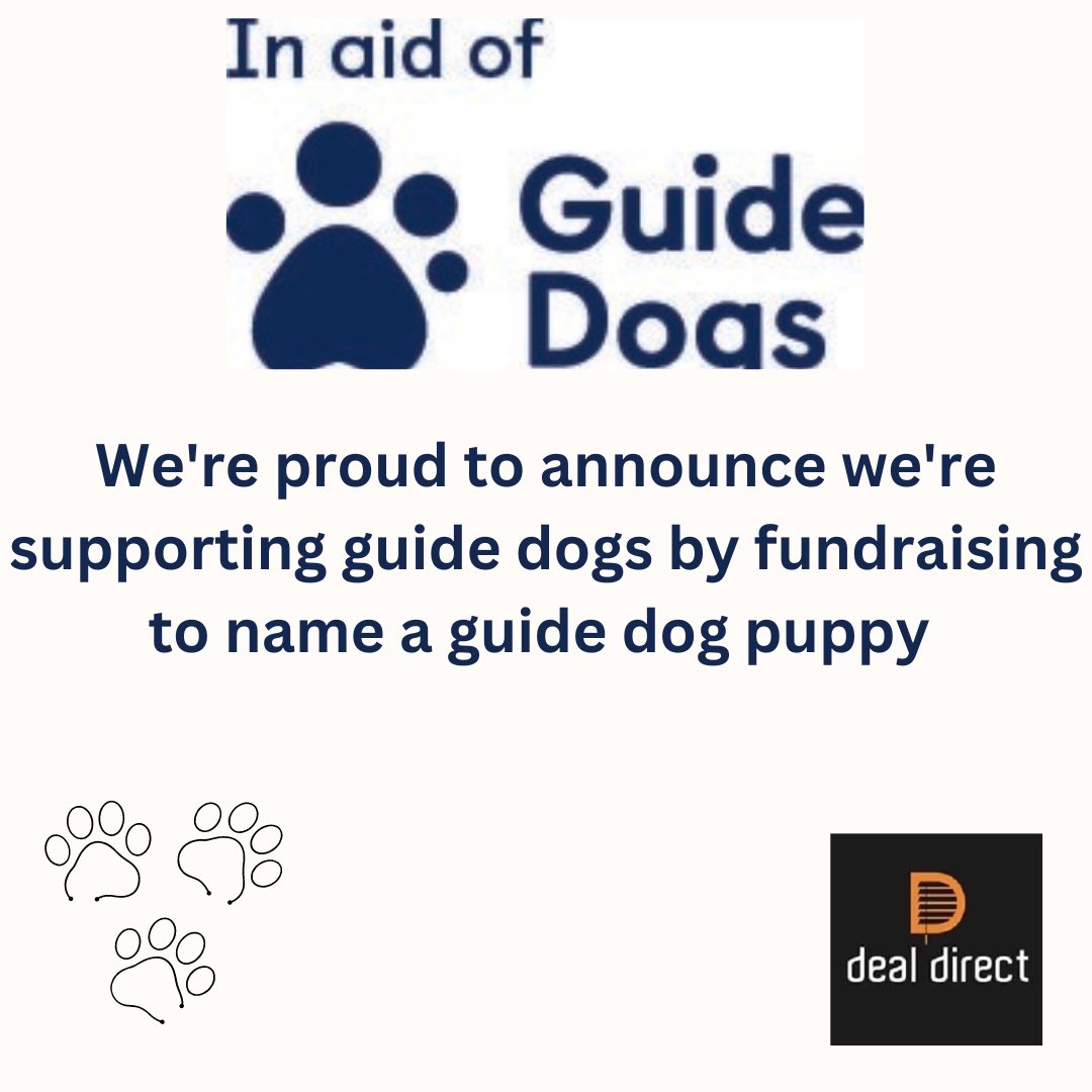 dealdirectblind's tweet photo. We're proud to announce we're supporting guide dogs by fundraising to name a guide dog puppy 🐶 

DDB 🧡
@guidedogs https://t.co/5WG8qWTehA
