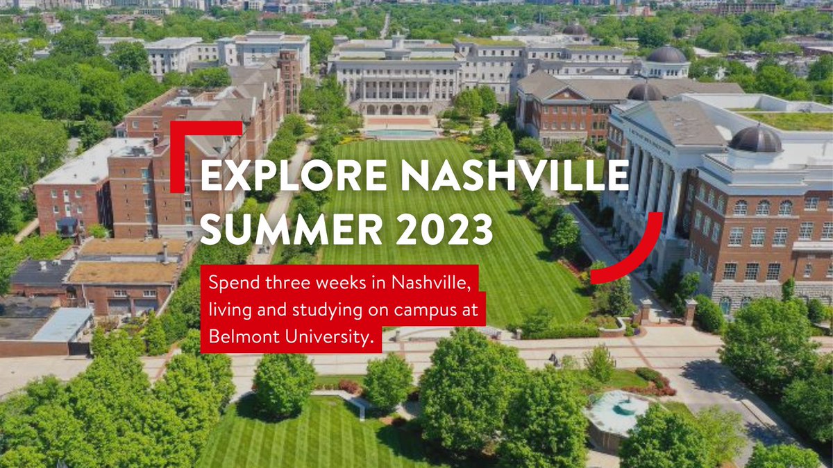 We are delighted to offer our students an opportunity to apply for the Belmont Summer Programme, 2023.
 
Students will spend three weeks in Nashville, living and studying on campus at Belmont University.
 
Applications close on Monday 16th January 2023: go.qub.ac.uk/Kljbc