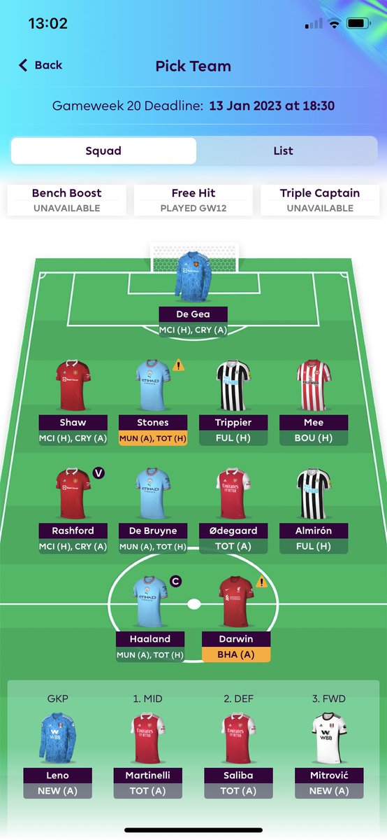 Joe_ODP's tweet photo. @OfficialFPL Do I stick with KDB or swap him out for Mahrez to put Kane in instead? #fpl https://t.co/k63SmI9jLK