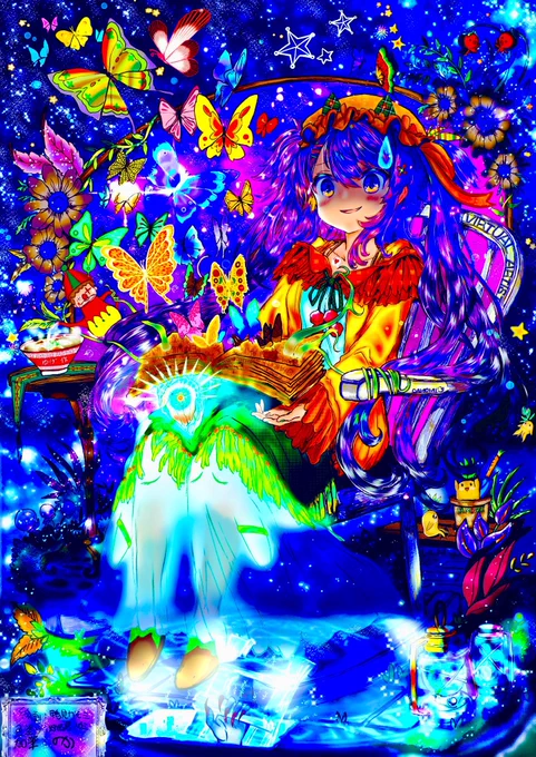 #絵を彩度100にすると超派手これは色の暴力www特に最後の凶悪すぎるwwwwww 