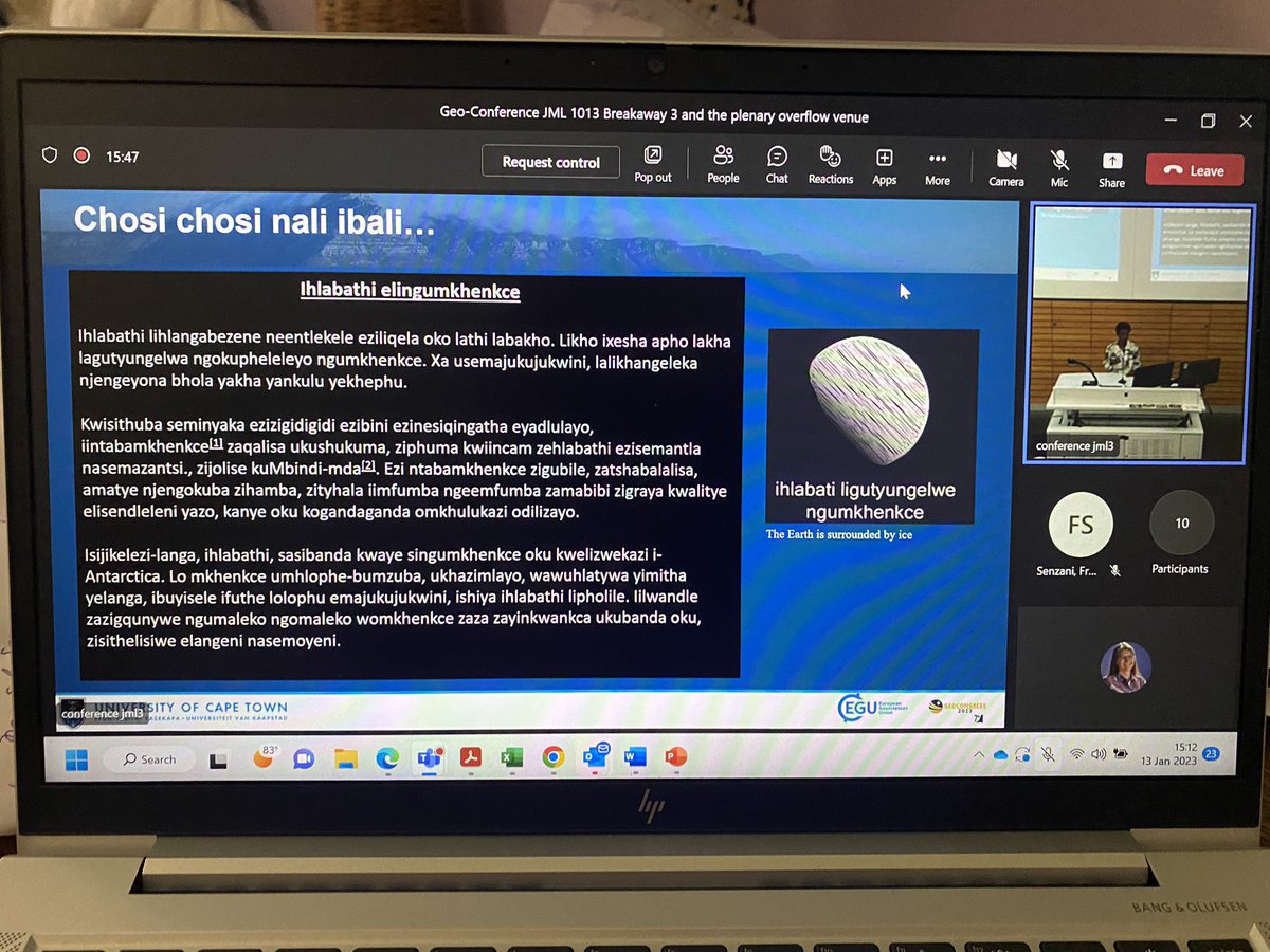 GeophysicsWebb's tweet photo. Coming to the end of #Geocongress and the difficult task of translating the Geological record into isiXhosa by Sinelethu Hashibi with an example story so beautifully read!! Making geoscience accessible to parents, family, friends! Fantastic work! https://t.co/IWoP4AkYHK