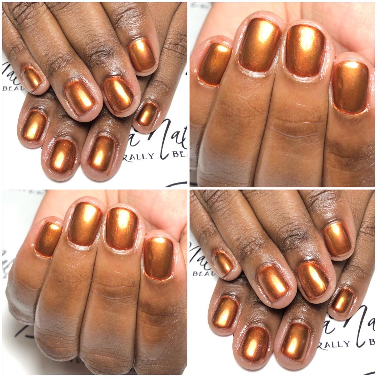 BNNails's tweet photo. BNNails of the Day! Chrome Gel polish hands designed to perfection! #winternails#chromenails#goldnails https://t.co/qhSVn1vBoM