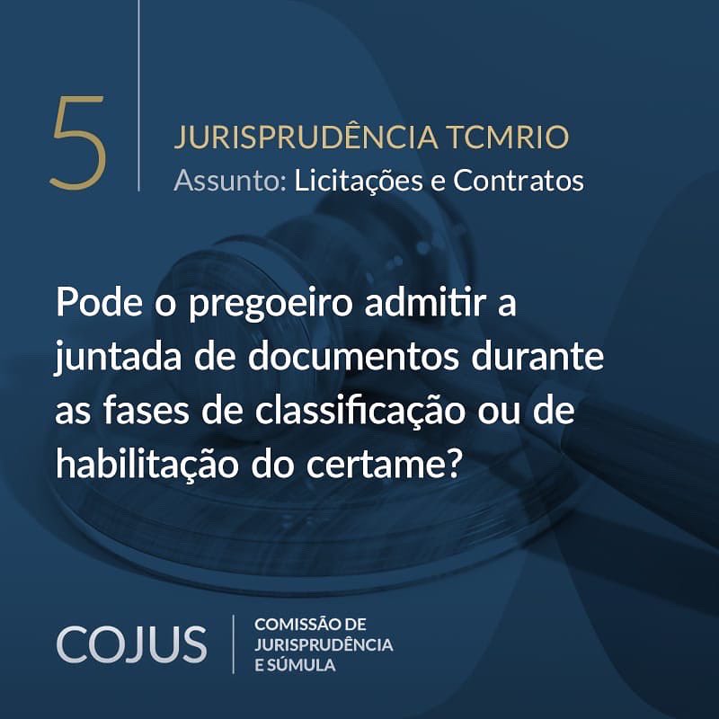 tcm_rj's tweet image. A Comissão de Jurisprudência e Súmula do Tribunal de Contas do Município do Rio de Janeiro (COJUS/TCMRio) aprovou novo enunciado referente a Licitações e Contratos.

O enunciado e a íntegra do voto podem ser pesquisados no TCMJuris, pelo link: etcm.tcm.rj.gov.br/tcmjuris/enunc…