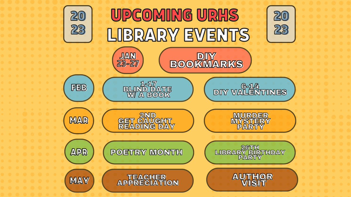 URHSLibrary's tweet image. We have so many exciting programs planned for 2023! #UnityReeders #PWCSLibraries