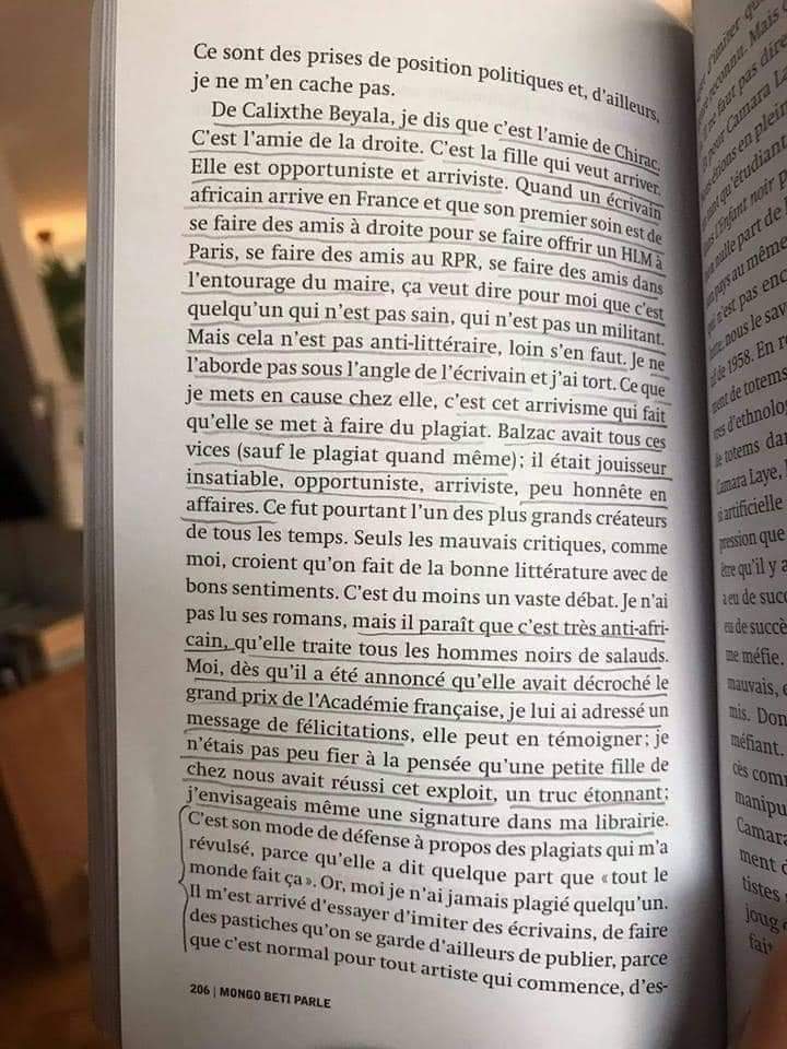 #WhatsAppNews
#ChezMoiAuCmr
Mongo* *Beti* , à propos de Calixthe Beyala.