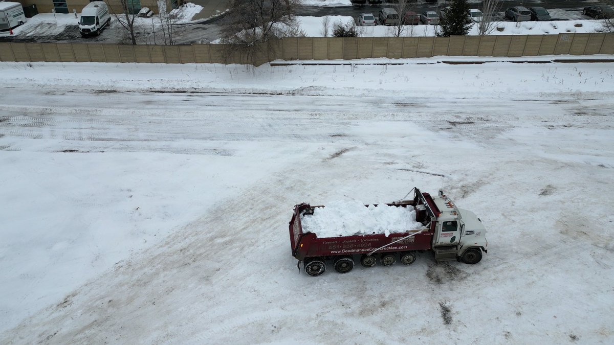 GoodmansonConst's tweet photo. ❄️ One of our snow hauling operations pictured from above https://t.co/7oH2D1Sf3w