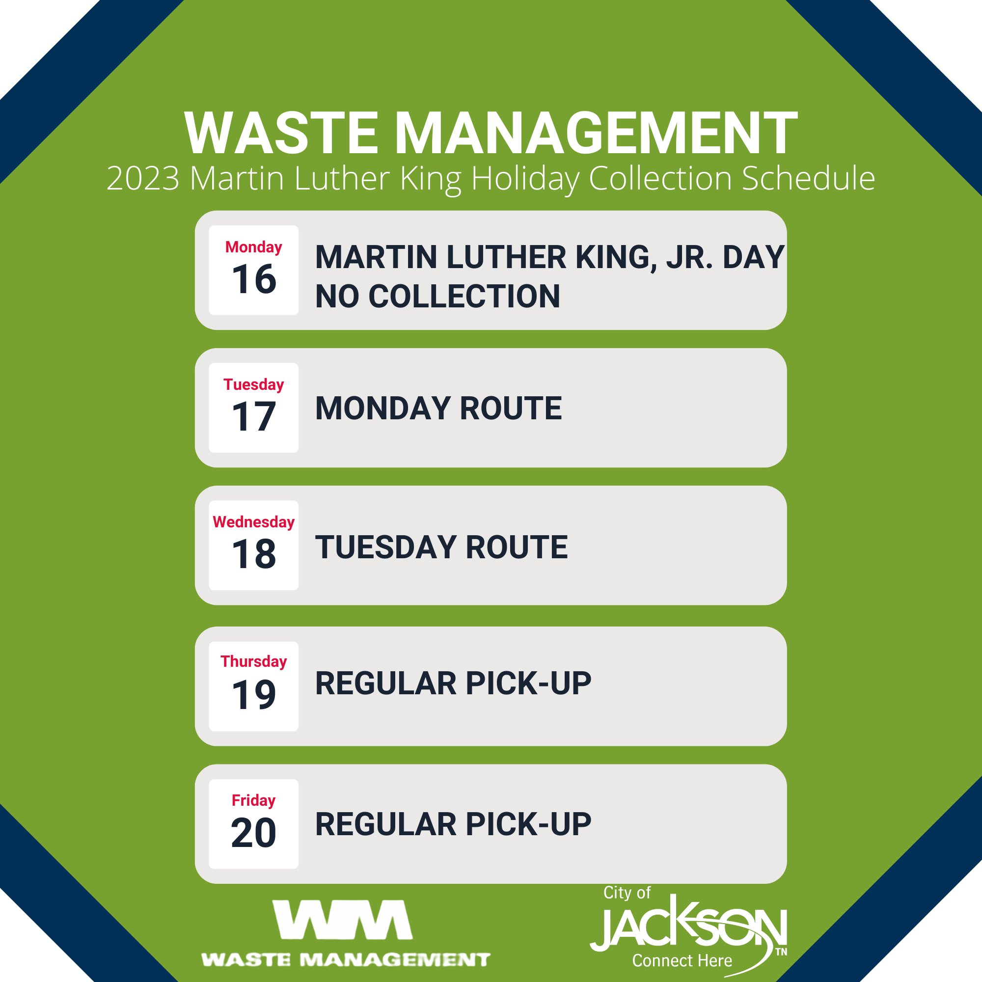 City of Jackson, TN on Twitter ".WasteManagement Jackson, TN 2023 Dr. Martin Luther King, Jr