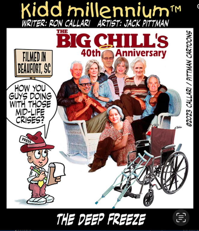 SocMedScientist's tweet photo. Can you believe 'The Big Chill' filmed in Beaufort,SC is celebrating its 40th year anniversary? Kidd Millennium takes an editorial swipe, announcing that since the actors are now in their 70's, it's more like 'The Deep Freeze' https://t.co/2Z0NYSQupC #thebigchill https://t.co/6pVFJcLPPw