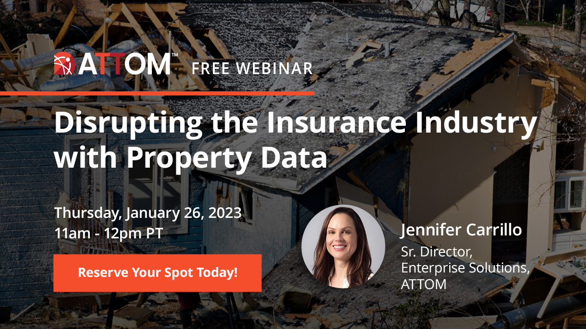 Attomdata's tweet image. Join us for this FREE @Attomdata Webinar on 1.26.23 to discover how #insurancecompanies are leveraging #propertydata to #improveprocesses &amp;amp; enhance #riskassessment. Hear from ATTOM&apos;s #JenniferCarrillo on trends in: #QuoteEnginePrefill, Underwriting &amp;amp; more: ow.ly/jGMv50Mqtri