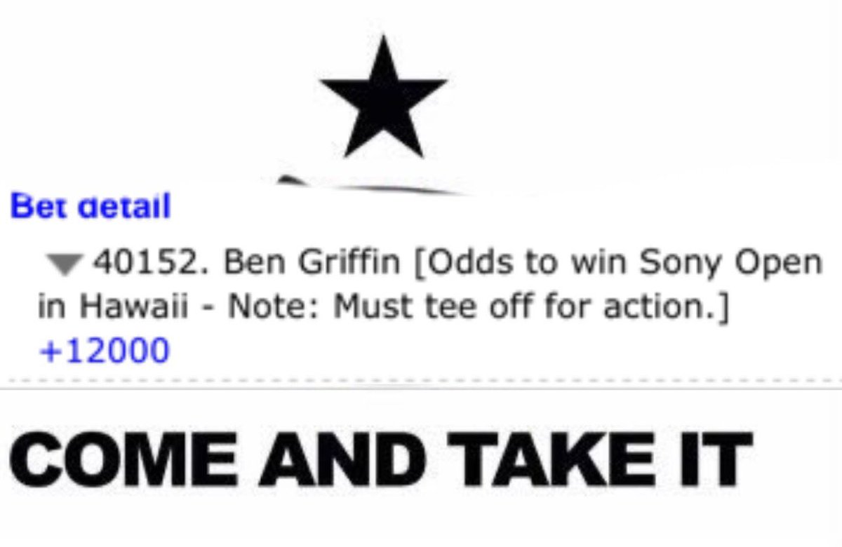 3SweatyMen's tweet photo. Good Morning you can still get Ben Griffin +3000ish (depending on the shop) on this glorious Friday https://t.co/p8JI8kvxO9