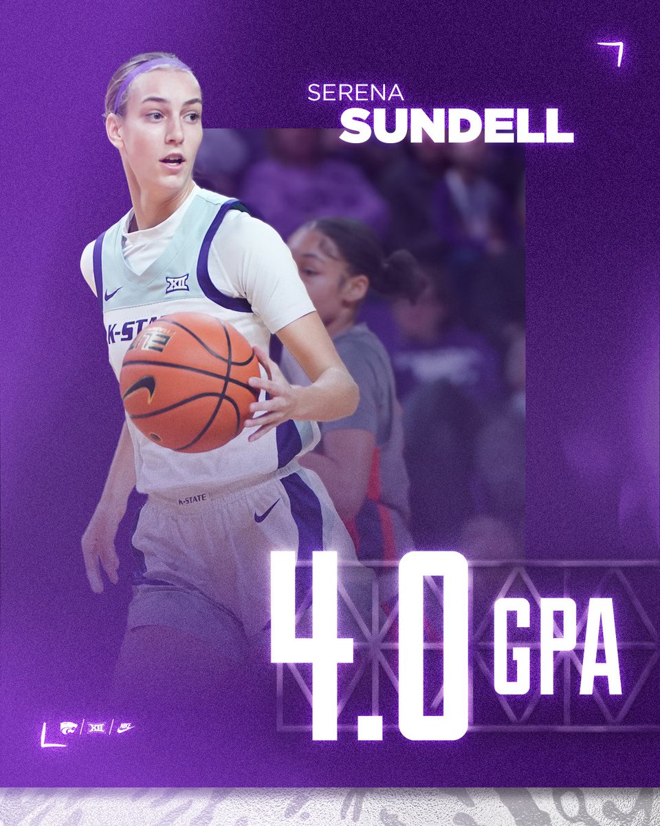 KStateWBB's tweet photo. 4.0 Cat‼️

Congrats to @serena_sundell on a successful semester! 

#KStateWBB x #BeKStateGr8 https://t.co/6vid7sJOxv