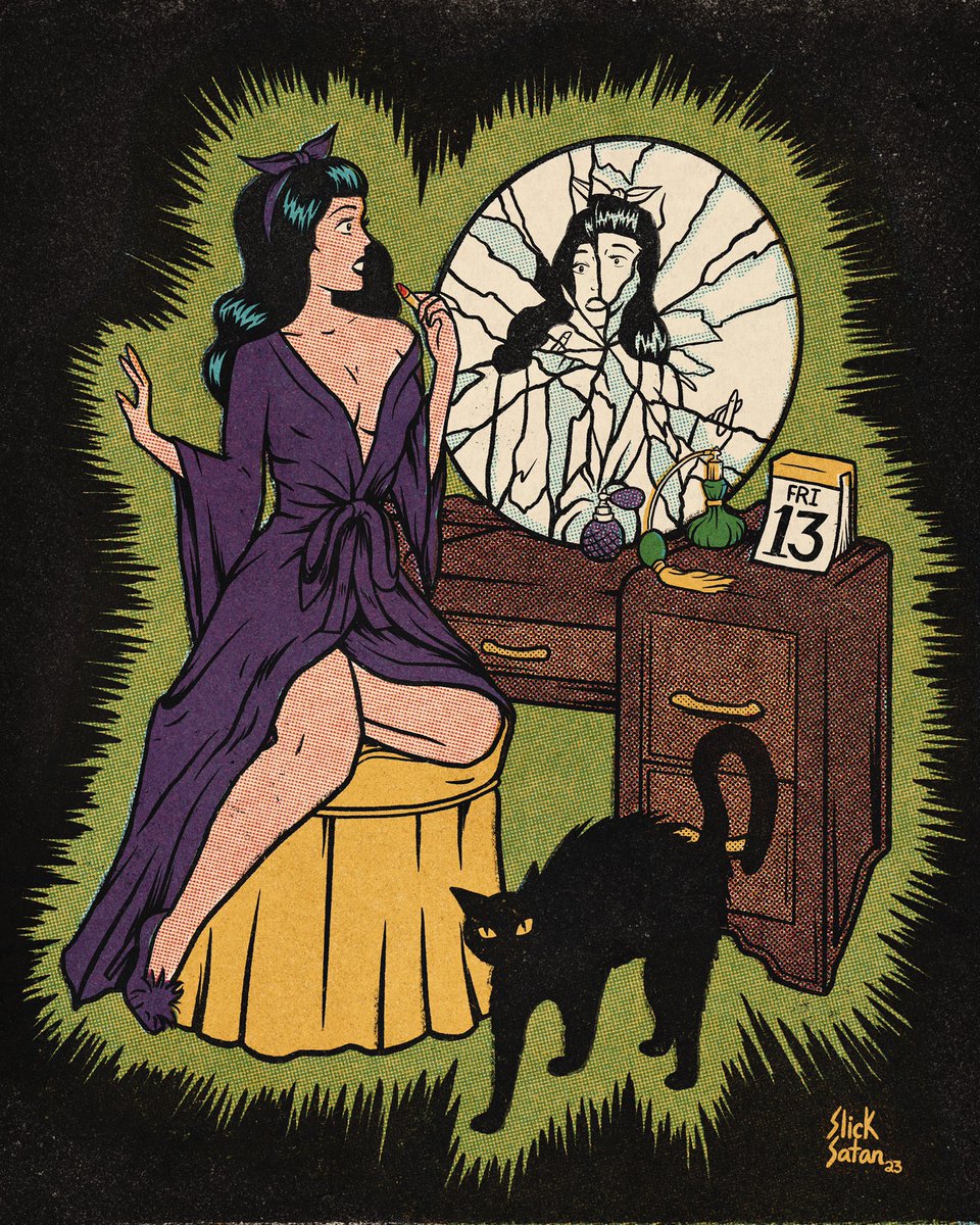 it’s friday the 13th - be careful out there! 🐈‍⬛ 13% off everything today only at slicksatan.com!