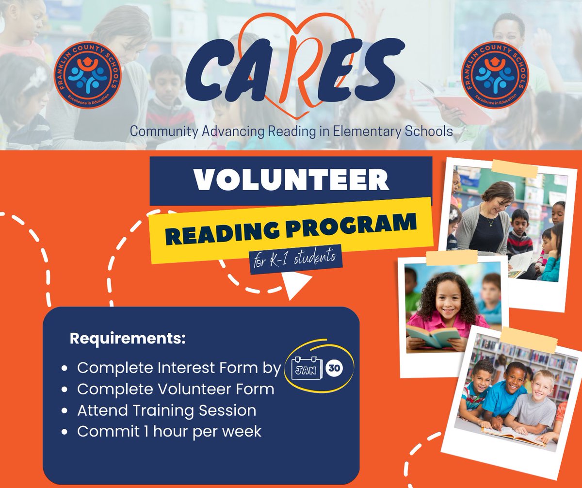 We are seeking volunteers from our community- our parents, employees from area businesses, and from local churches and non-profit agencies to support our efforts with the Franklin CARES initiative.
Start by completing our basic interest form here. bit.ly/FCS-CARES