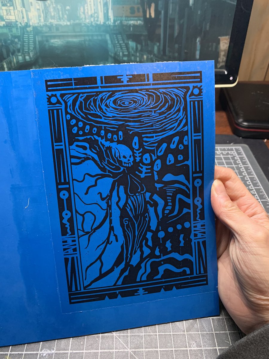 justonky's tweet photo. A $160 #laserprinter and some time later, I finally managed to make the image transfer technique work. Now I can create #linocuts with incredible fidelity and precision (and save time). This opens up the possibility of big designs that would otherwise unfeasible. #blockprinting https://t.co/JZWCM3SWVN