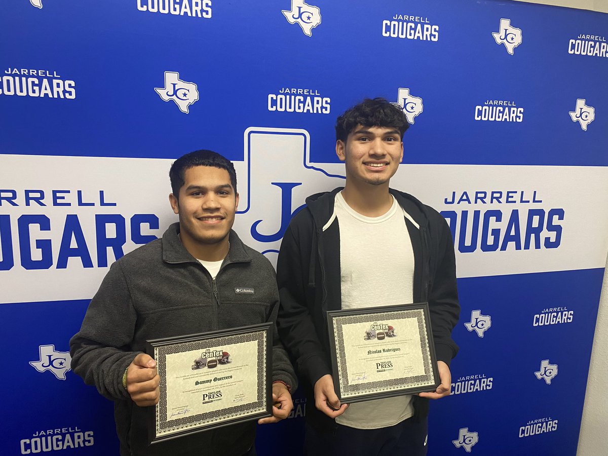 JarrellHSAP's tweet image. Congratulations to the JHS selections to Taylor Press All Centex East Football Team selections Nico Rodriguez and Sammy Guerrero. 
@Jarrell_ISD @JHSCougar_FB