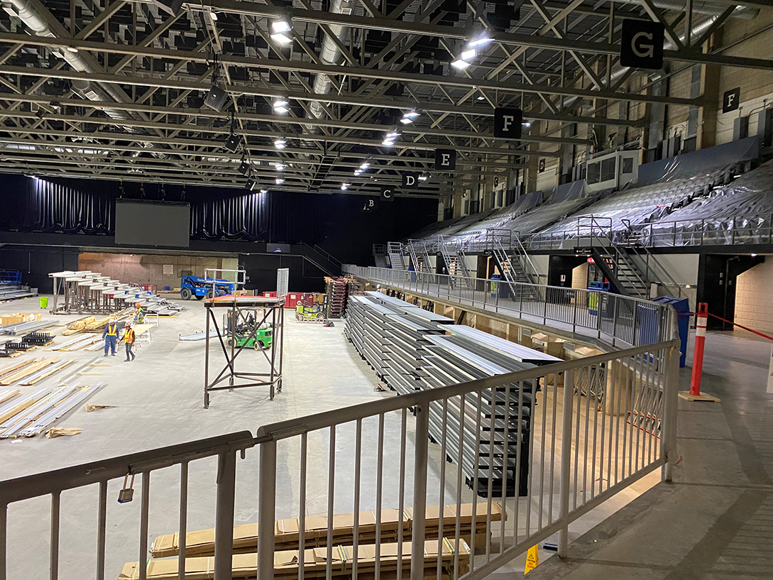 CentaurNation's tweet photo. Some photos of the installation of @IrwinSeatingCo telescopic bleachers with Integra rail mounted chairs at the Edmonton Expo Centre. #seating #bleachers https://t.co/iHB9dtsQhf