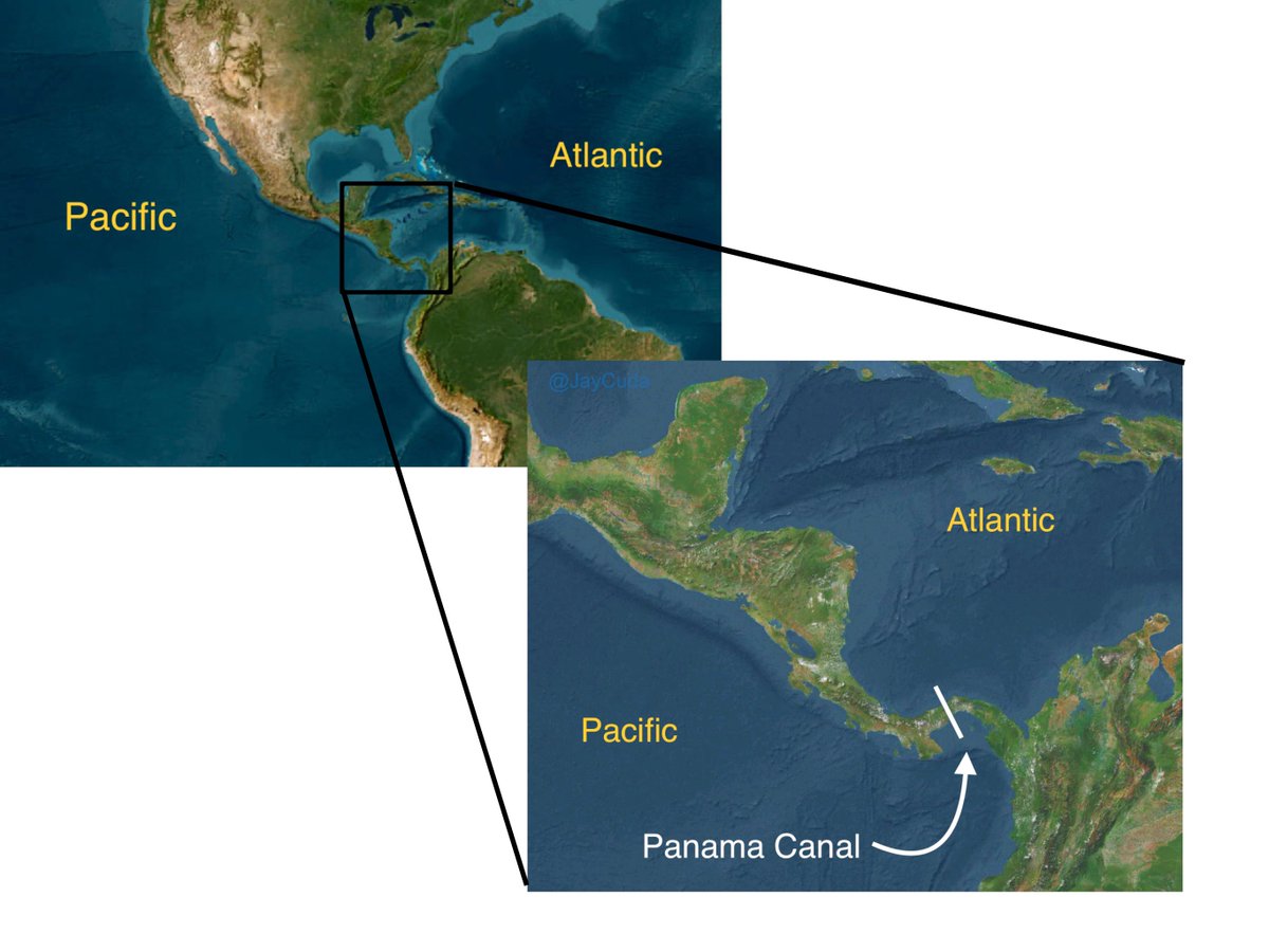 JayCuda's tweet photo. Ships travel east to west to get from the Pacific to the Atlantic through the Panama Canal https://t.co/jMMDboIu7H