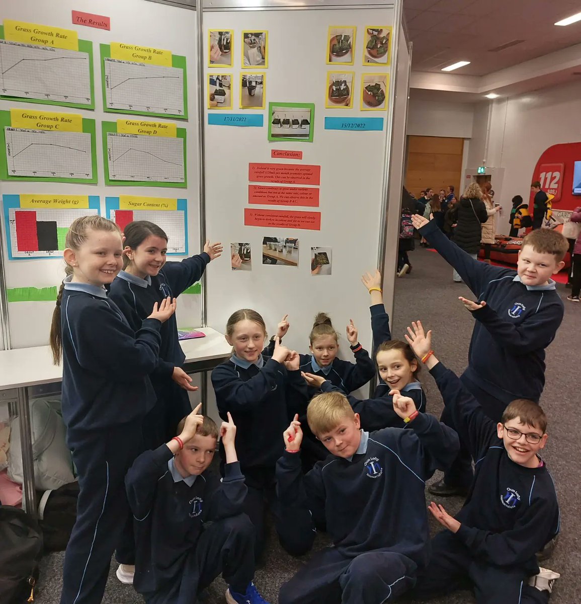 olihscl's tweet photo. 5th class in OLI Darndale who represented us in the BT Young Scientist this year with their project 'Why is Ireland Green?'. They concluded that Ireland is so green because our average rainfall (120ml per month) promotes "optimal grass growth". https://t.co/2wH63ayDj7