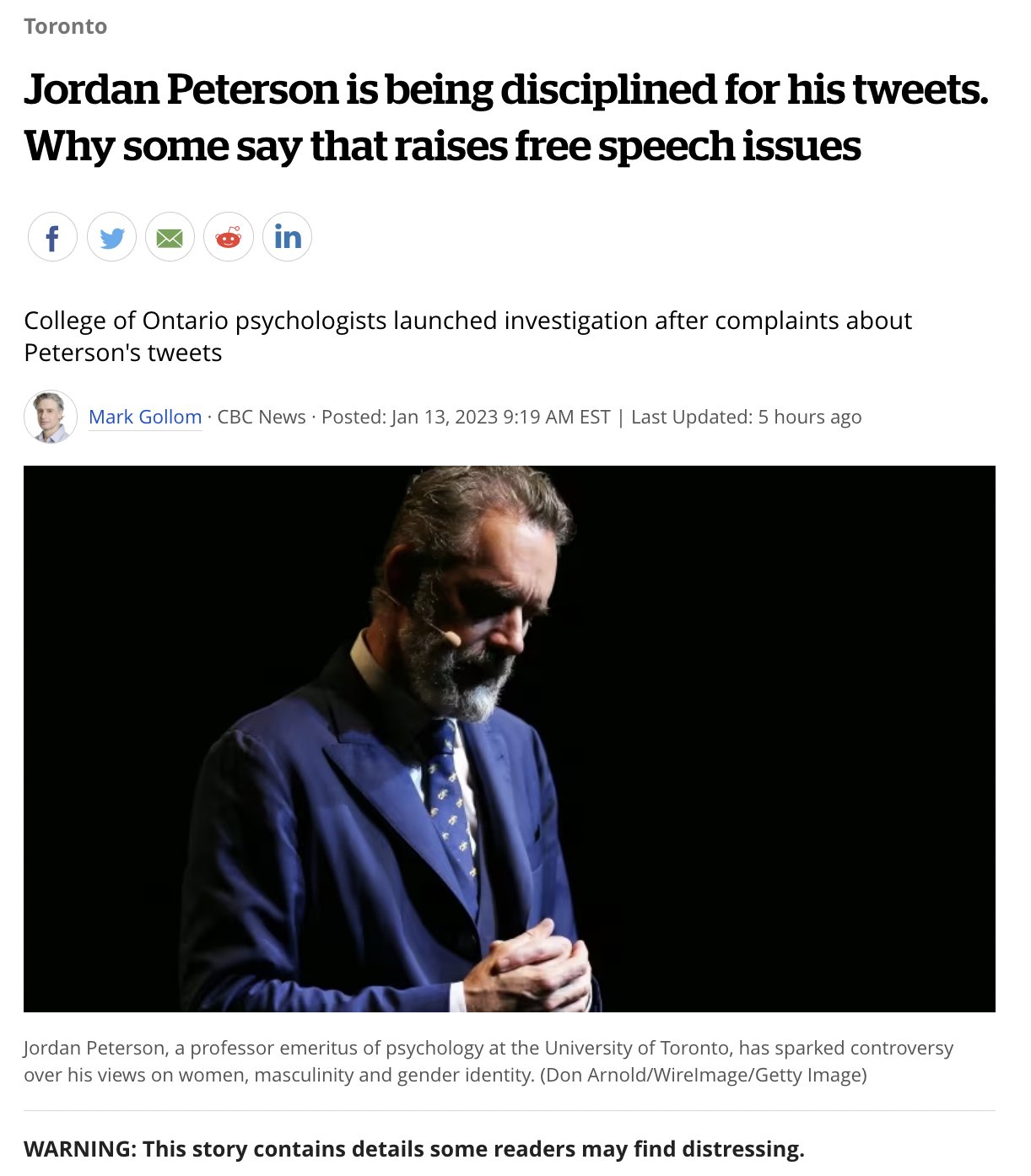 Dr Jordan B Peterson on Twitter "Journalist Mark Gollom CBC played it