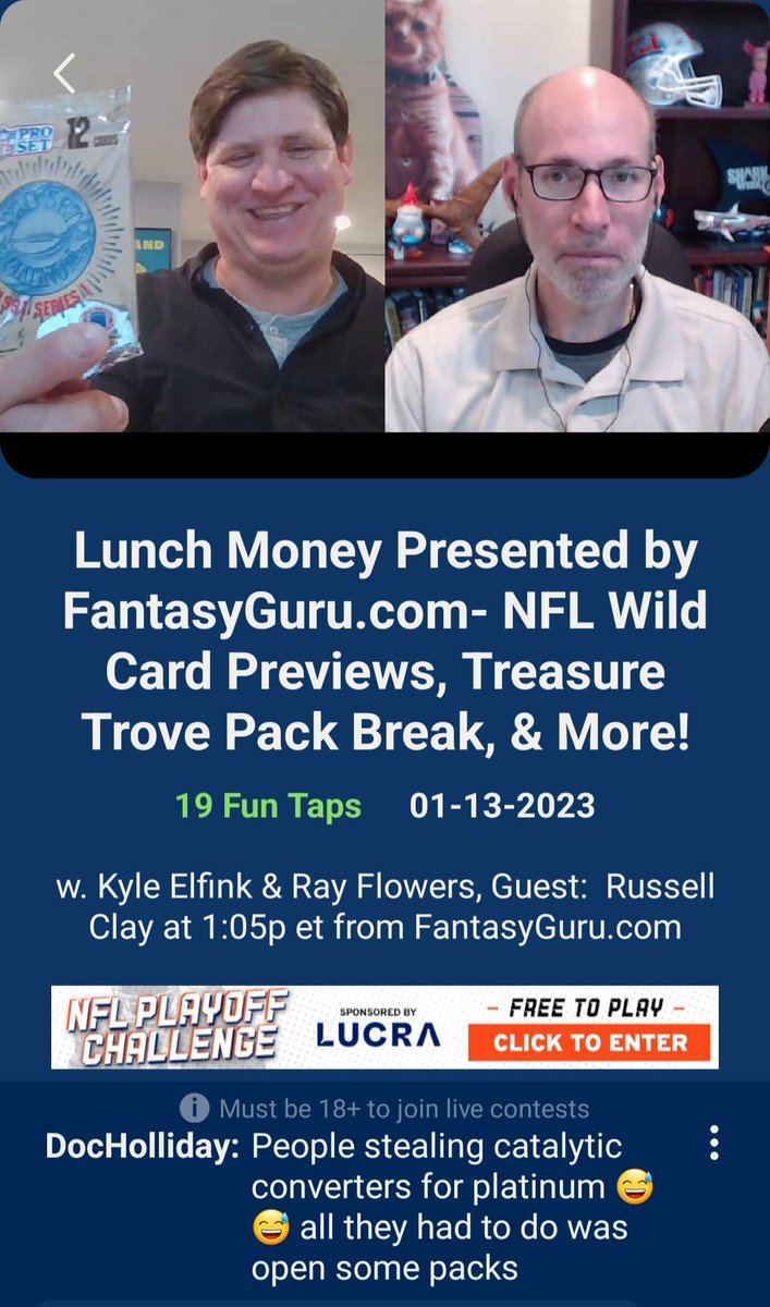 bettornetwork's tweet image. Its a walk down memory lane! Kyle and @TheRayFlowers are doing a Pack Break on Lunch Money powered by @FantasyGuruSite! #Friday13th #lunchmoney #packbreak #NFL #FootballCards