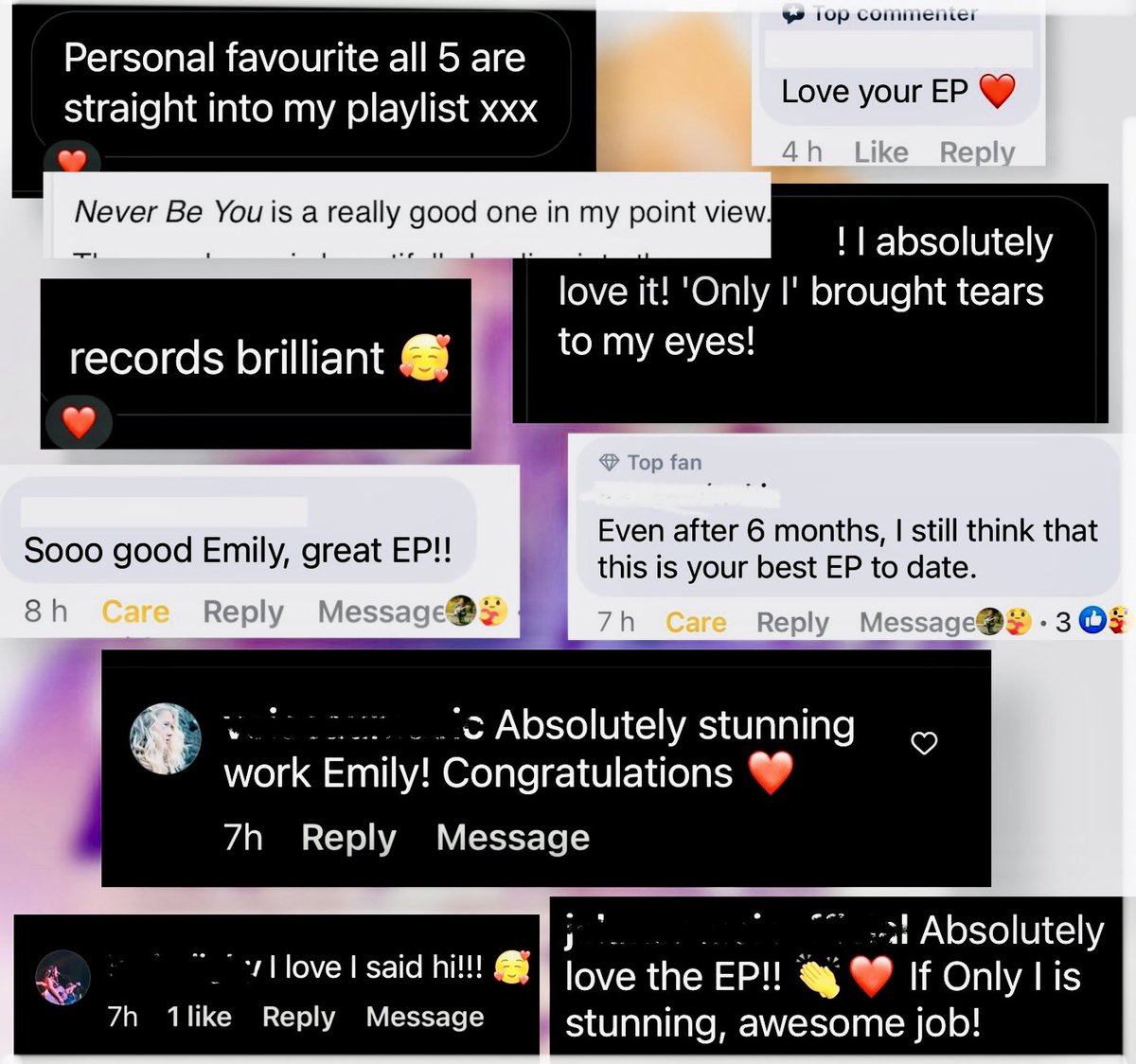 Emily_Lockett_'s tweet photo. WHAT A DAY! Received so many amazing comments about the new EP!!! Thanks to those who supported it originally, when it was only released in a physical format! Now everyone can have a listen!! Keep streaminggggg!!💜 https://t.co/6U7fHkkmeW