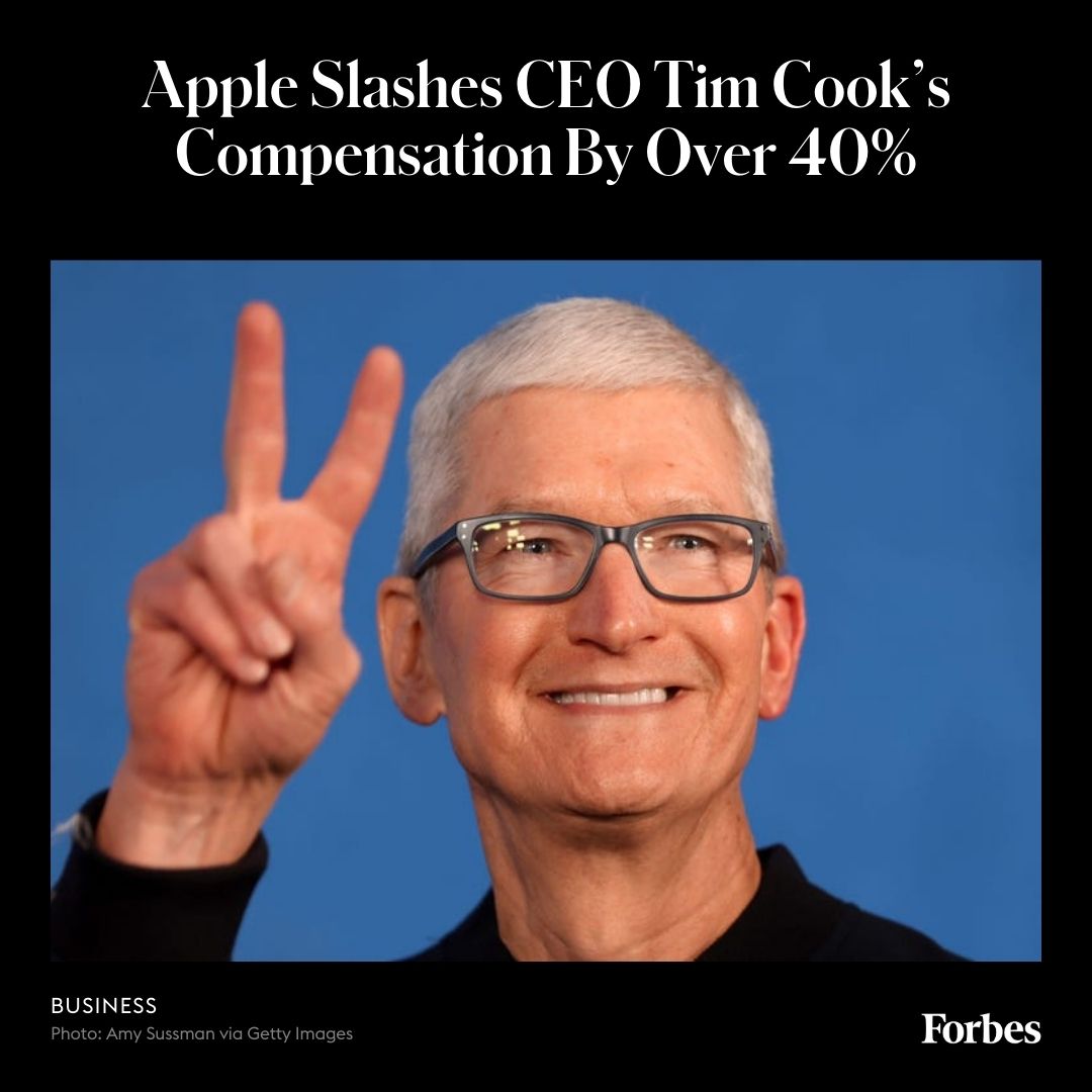 Apple announced Thursday it is lowering CEO Tim Cook’s annual