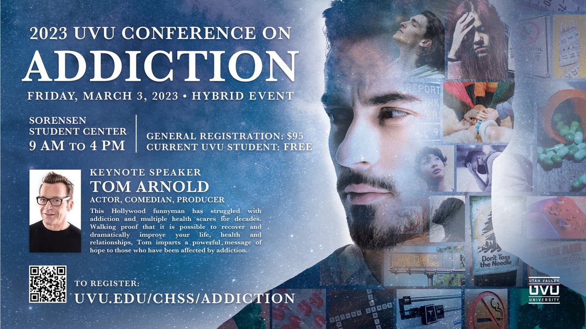 Announcing the Conference on Addiction: a hybrid event held by  the College of Humanities and Social Sciences at Utah Valley University. All are welcome; use the link in our bio to register now!