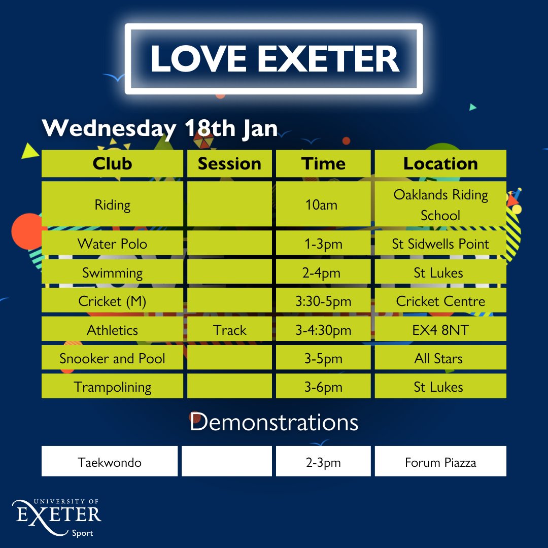 📣LOVE EXETER WEEK | Student Sport Taster Sessions

Try something new, meet new people or just have a go! Book your session 👉 ow.ly/6GiA50Mqun2