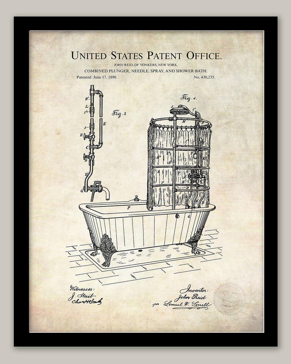 PatentPrintShop's tweet image. Print of 1890 John Reid COMBINED PLUNGER, NEEDLE, SPRAY, AND SHOWER BATH patent
Print of antique home spa design including a overhead shower, shower spray and bath.
thepatentprintshop.com/product/1890-c…
#Spadécor #BathroomWallArt #BathroomDécor #BathroomPrints