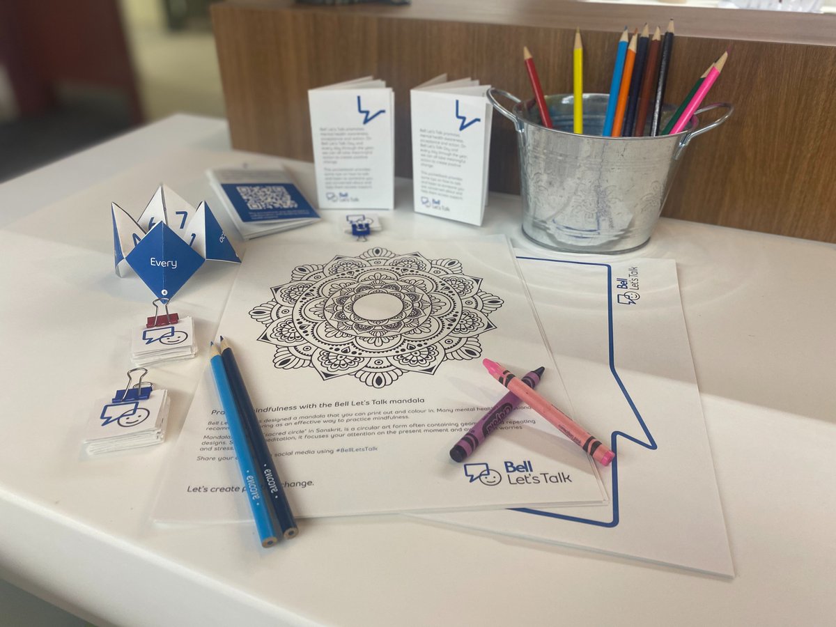 This year Bell's Let Talk campaign is on Wednesday, January 25th. Stop by the Hub &amp; grab some Let's Talk promo materials, including stickers, Let's Talk fillable speech bubbles, info booklets, mandalas &amp; more. Promote this campaign in your area &amp; let's participate together.💙