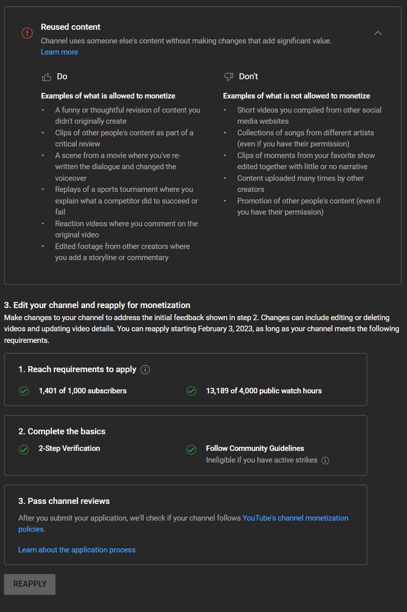 Heleel_S's tweet photo. Dear @TeamYouTube
- I believe our channel has been falsely flagged for (Reused Content).
- Please help us to sort this issue out, we are sure to have all YouTube policies for fair use and copyright into consideration through out our entire channel.

https://t.co/bVx5aqE2m6 https://t.co/FkCBrBlDgv