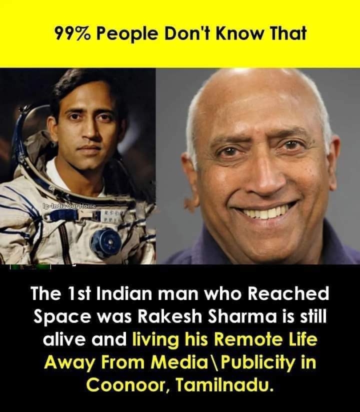 First Indian Astronaut To Fly Into Space. Happy Birthday To Sir Rakesh Sharma 