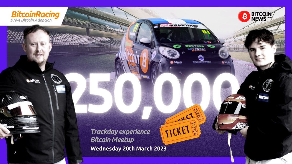 BitcoinNewsCom's tweet photo. 🏁 The RACE for adoption! 🏎

We’ve teamed up w/ Bitcoin Racing to GIVEAWAY 250,000 SATS + 3 race tickets to one lucky follower!

To enter, simply:

✅ Follow @BitcoinNewsCom @bitcoin_racing
✅ Like + RT
✅ Tag 2 friends to race with

#Giveaway ends in 6 days ⏰

#Bitcoin #Racing https://t.co/Q4x4cHCyEY