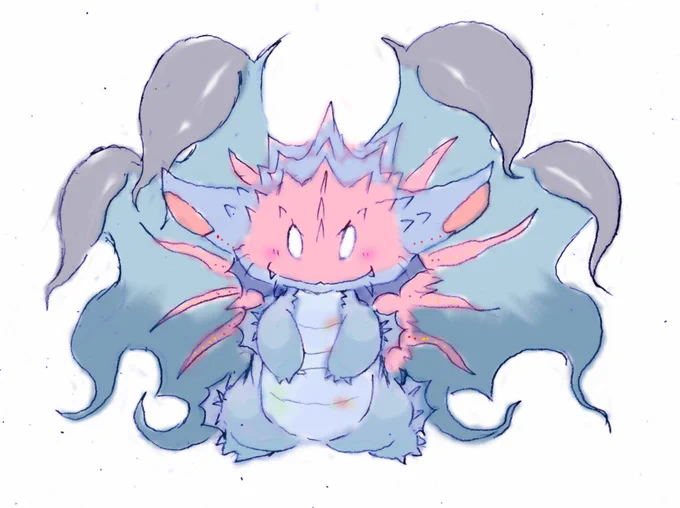 ネロミェール(モンスターハンター)ニャルガとかもふもふかわいいが基本大好きな中、水棲系ではこの子が一番すきw全体的なフォルムもなんだけど、前足がみじかいのに一生懸命ペチーってしてくるのが可愛く感じたな～装備はちょっと好みじゃなかったけどネ 