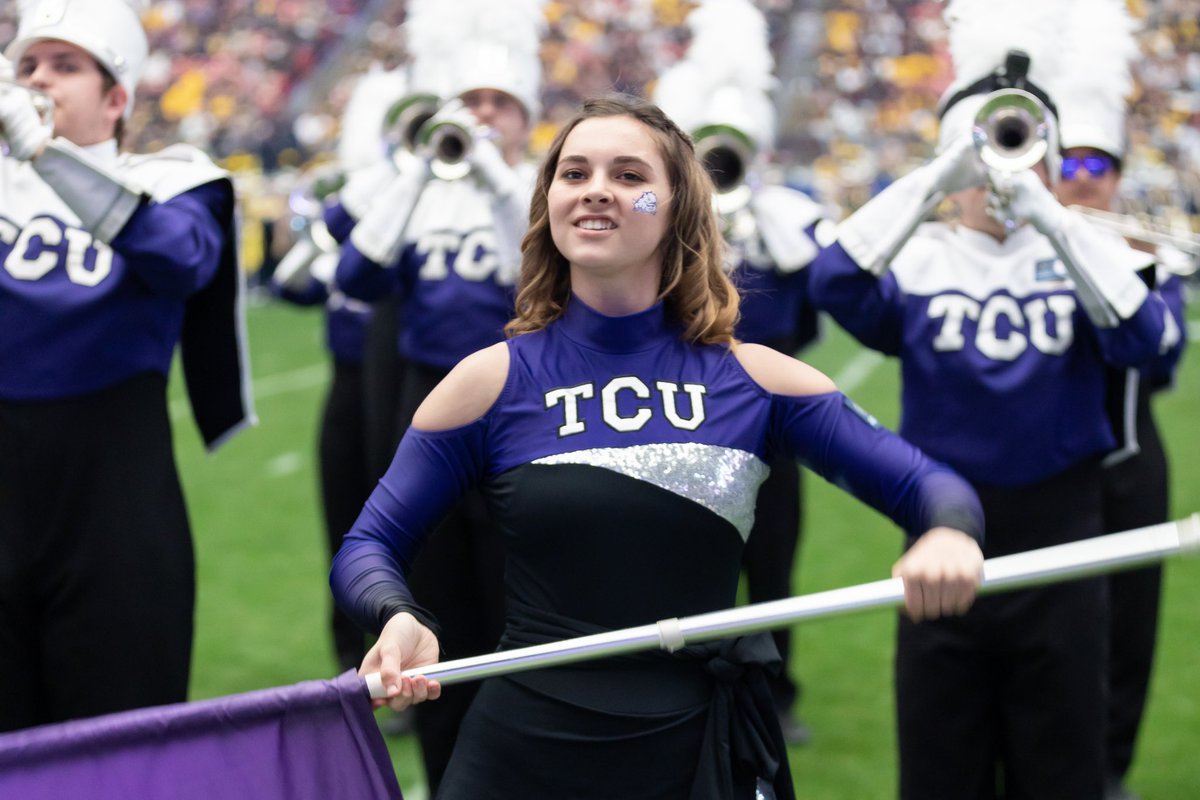 DelaneyLundberg's tweet photo. I had an AMAZING TIME performing at both the Fiesta Bowl and the National Championship Game!  What an experience!  I will never forget it. Thank you, Horned Frogs Football for the memories. 💜 #TCU #FiestaBowl #NationalChampionshipGame #PhoenixandLA https://t.co/QNOb7eWIP8