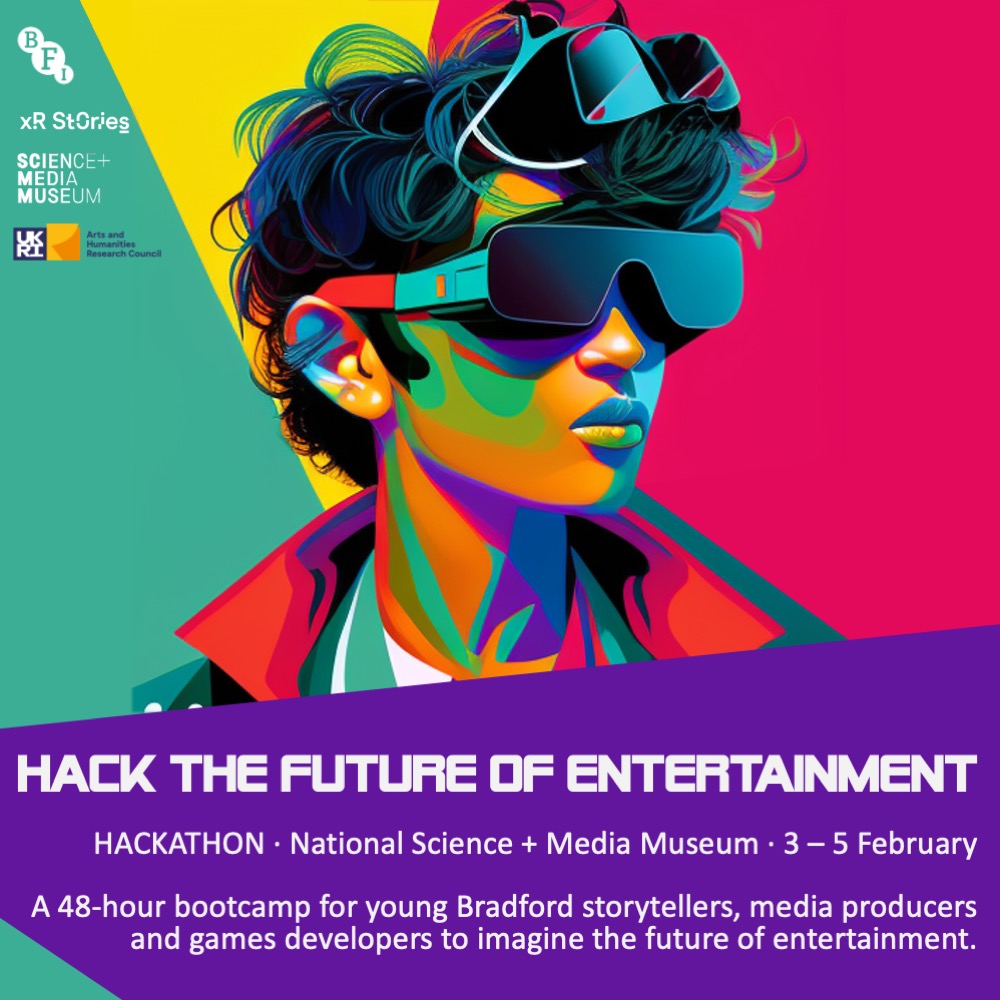 Rob Eagle (@rob_eagle_) on Twitter photo Calling all Gen Z storytellers, film-makers & game devs in Bradford! We're running a 48-hour hackathon in the <a href="/MediaMuseum/">National Science and Media Museum</a> 3-5 Feb to imagine the future of screen-based entertainment, including mobile apps, video games and XR. Prizes for boldest proposals!
york.qualtrics.com/jfe/form/SV_0e⦠Calling all Gen Z storytellers, film-makers & game devs in Bradford! We're running a 48-hour hackathon in the <a href="/MediaMuseum/">National Science and Media Museum</a> 3-5 Feb to imagine the future of screen-based entertainment, including mobile apps, video games and XR. Prizes for boldest proposals!
york.qualtrics.com/jfe/form/SV_0eβ¦