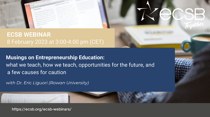 📢<a href="/ecsb1/">ECSB</a> and <a href="/_ISBE/">ISBE</a> members interested in #ented! We are happy to start the new #webinar season with <a href="/ericliguori/">Eric Liguori</a> on 8 February 2023 at 3.00 pm CET. Register: bit.ly/3ILpLkA