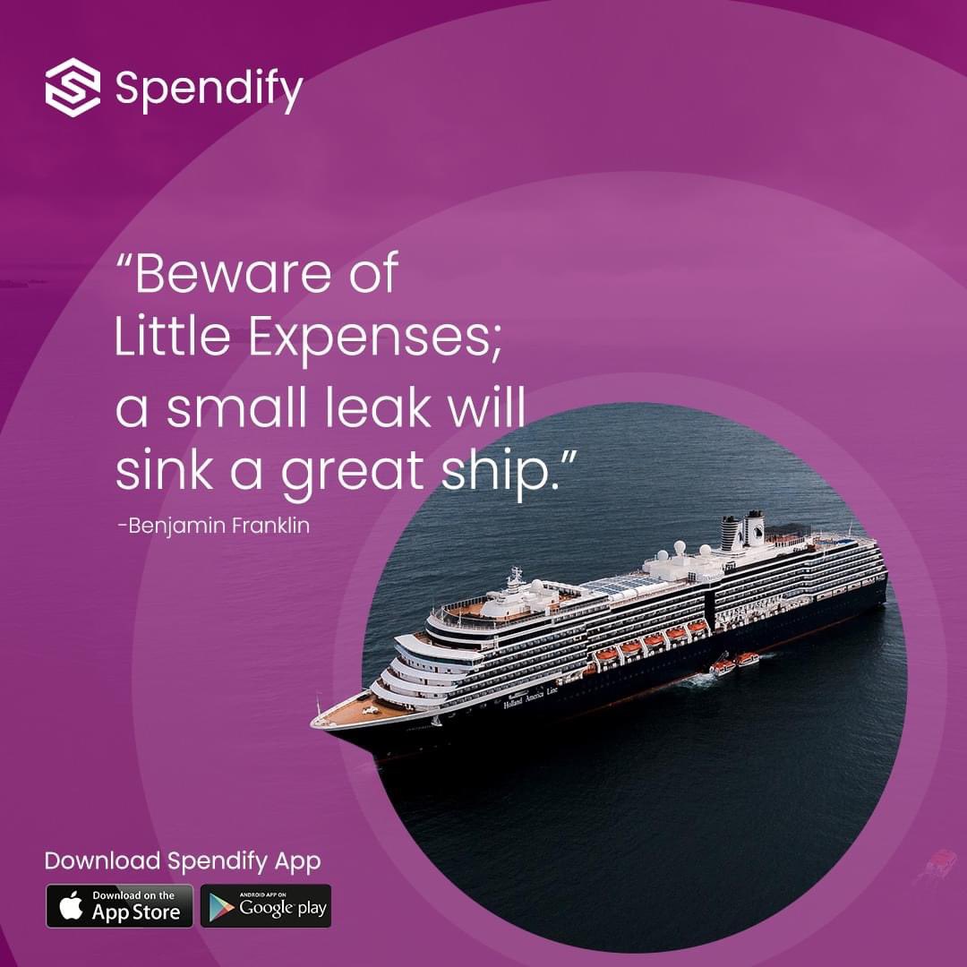 myspendify's tweet photo. "Beware of little expenses; a small leak will sink a great ship."- Benjamin Franklin
#spendify #moneymanagement #moneytips #personalfinance #moneymatters https://t.co/aG2P1esrlU
