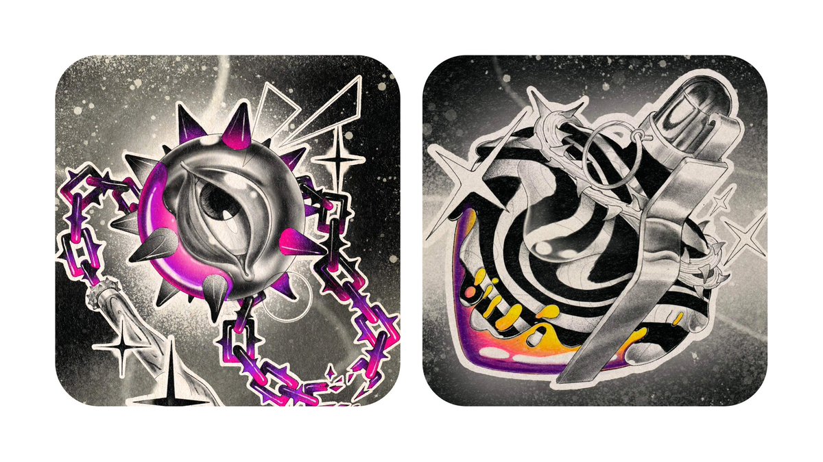 Tonight Drop !!!!!!!!
New collection in Opensea.
📌4 pieces 
🎨Black &amp; White color
🔖Ref. Tattoo design