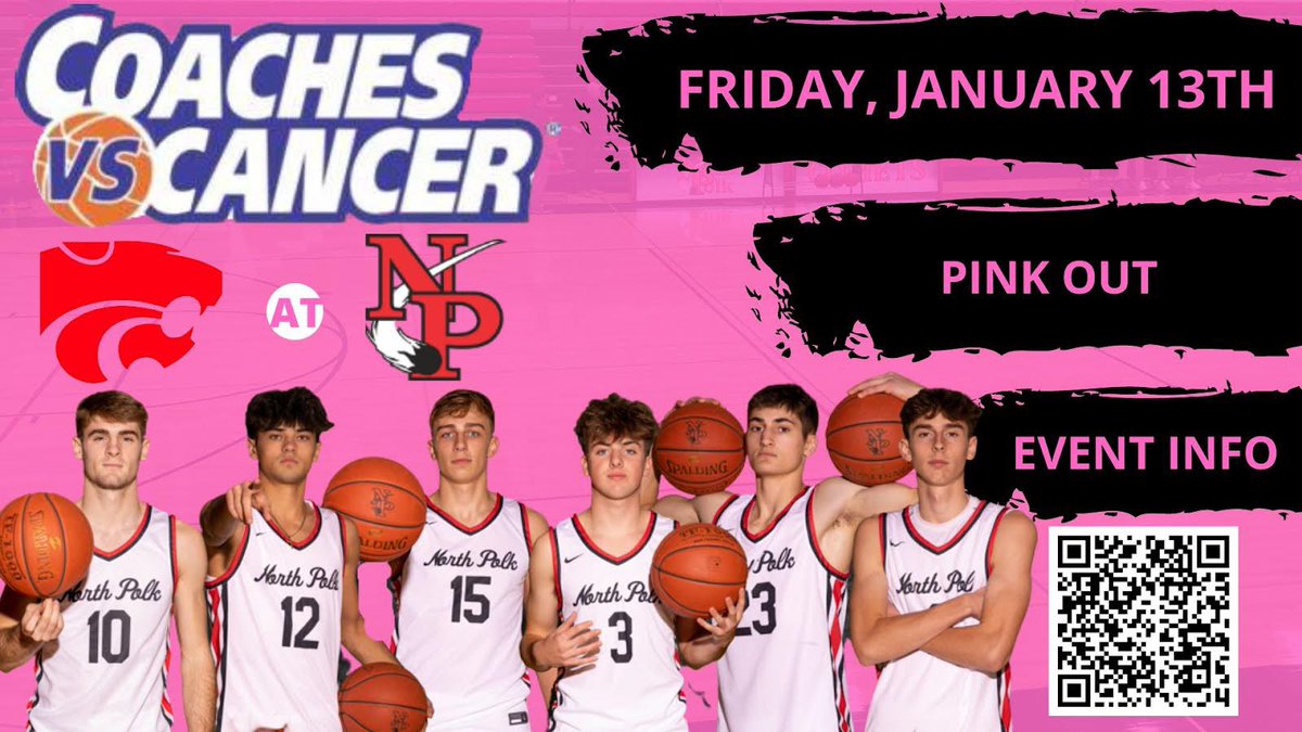 .<a href="/NorthPolkHS/">North Polk High School</a> pink out tonight! Coaches vs Cancer game vs <a href="/CarlisleWildcat/">Carlisle Wildcats</a> See image-scan QR code to donate to the American Cancer Society <a href="/northpolkcomets/">North Polk Activities</a> <a href="/chswildcatpride/">Carlisle Wildcats</a>