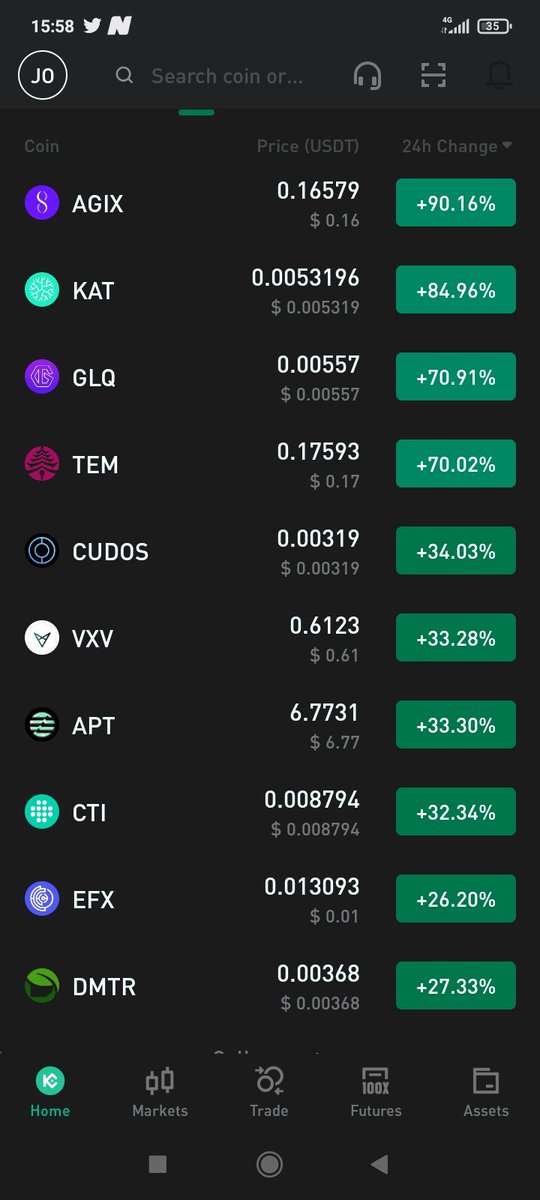 #kucoin Top gainers as of Today