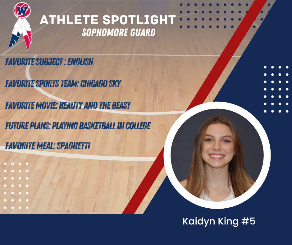 🚨HOME GAME ALERT🚨 come cheer on your Lady Blackhawks tonight at 5:00 before the boy’s game!!!   Check out our Athlete Spotlight - #5 Kaidyn King