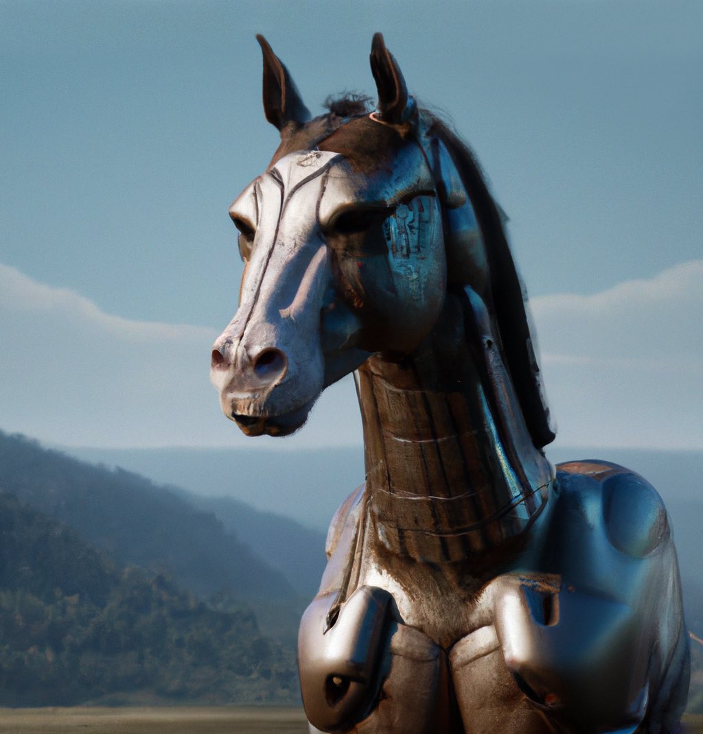 <a href="/CryptoPopPunk/">Pop Punk</a> Mad horses 
One day in future our experiments will get out of control. Human kind create augmented horses which turn agaist them. 
Meet the squad of evil mutants and cyborgs. Apocalypse is coming. 
1/1 and editions available from 6xtz

objkt.com/collection/KT1…