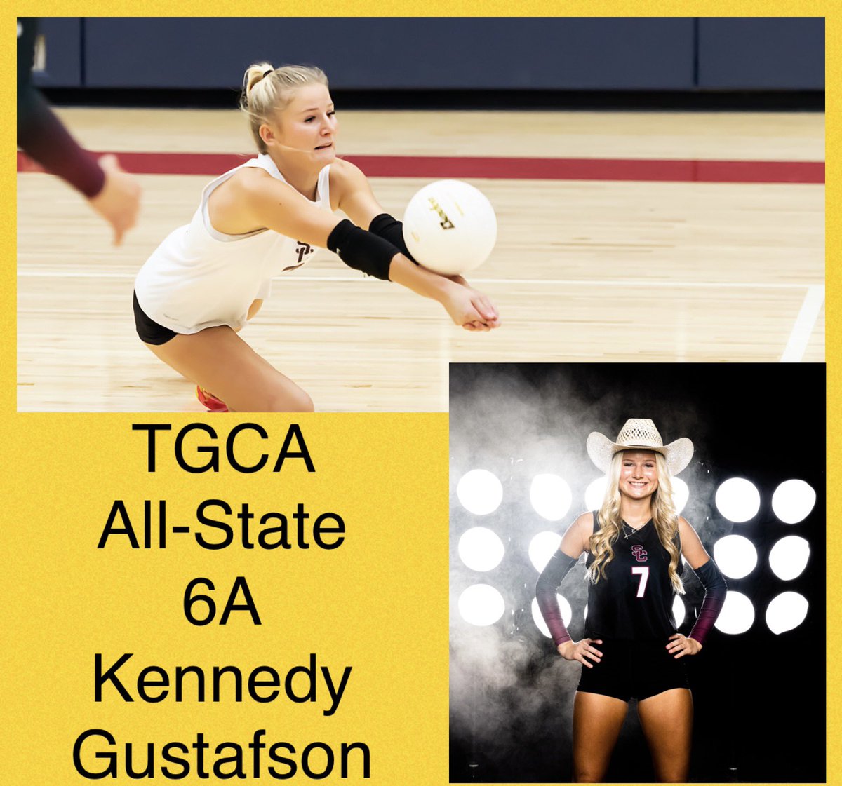 SCHS Volleyball (@summercreekvb) on Twitter photo HUGE congratulations to Kennedy for being named TGCA All-State 6A! Only the top 50 high school volleyball players in TX receive this honor. 🤩
#top50
#bestisthestandard
<a href="/Kennedy00716/">Kennedy</a> <a href="/AustinTGCA/">TGCA</a> <a href="/HumbleISD_SCHS/">Summer Creek High</a> <a href="/HumbleISD_Ath/">Humble ISD Athletics</a> HUGE congratulations to Kennedy for being named TGCA All-State 6A! Only the top 50 high school volleyball players in TX receive this honor. 🤩
#top50
#bestisthestandard
<a href="/Kennedy00716/">Kennedy</a> <a href="/AustinTGCA/">TGCA</a> <a href="/HumbleISD_SCHS/">Summer Creek High</a> <a href="/HumbleISD_Ath/">Humble ISD Athletics</a>
