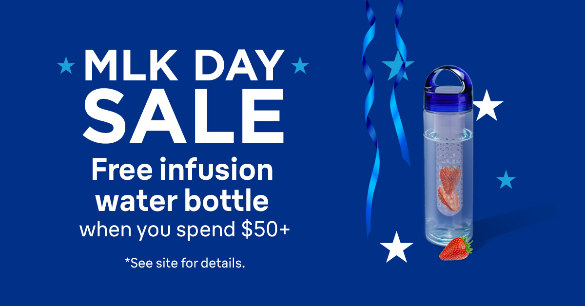 During our MLK Day Sale, get a free infusion water bottle when you spend $50+. See site for details. spr.ly/60183PCI6