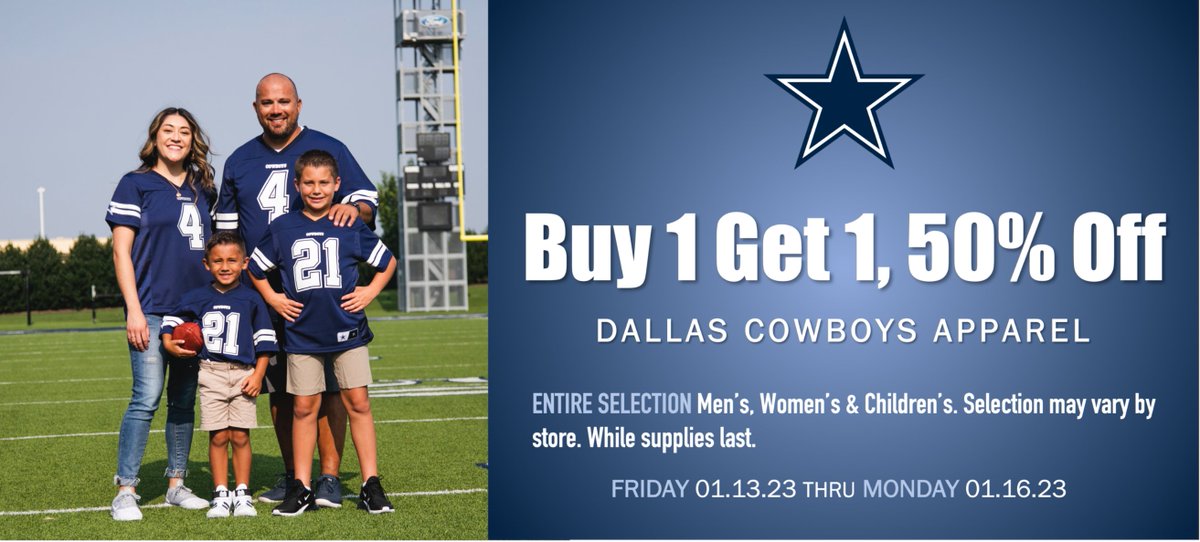 Your whole family can show their #resilience as you cheer on the @dallascowboys this Monday in the Wild Card Round! Stop by the Pro Shop at Tom Thumb to stock up on #Cowboys apparel. Find a store near you: local.tomthumb.com/search.html